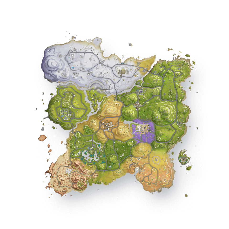 Mapa original de Creative Destruction, con zonas de nieve, bosque y desierto