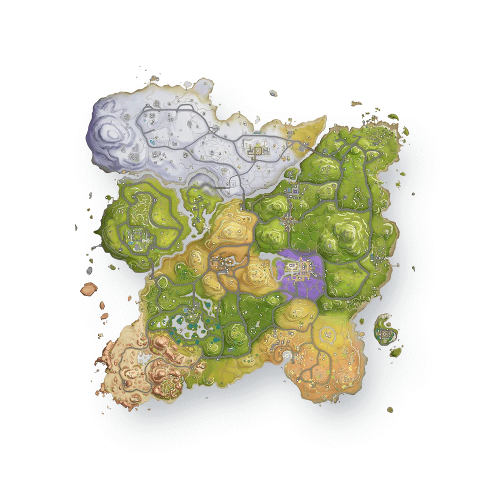 Mapa original de Creative Destruction, con zonas de nieve, bosque y desierto